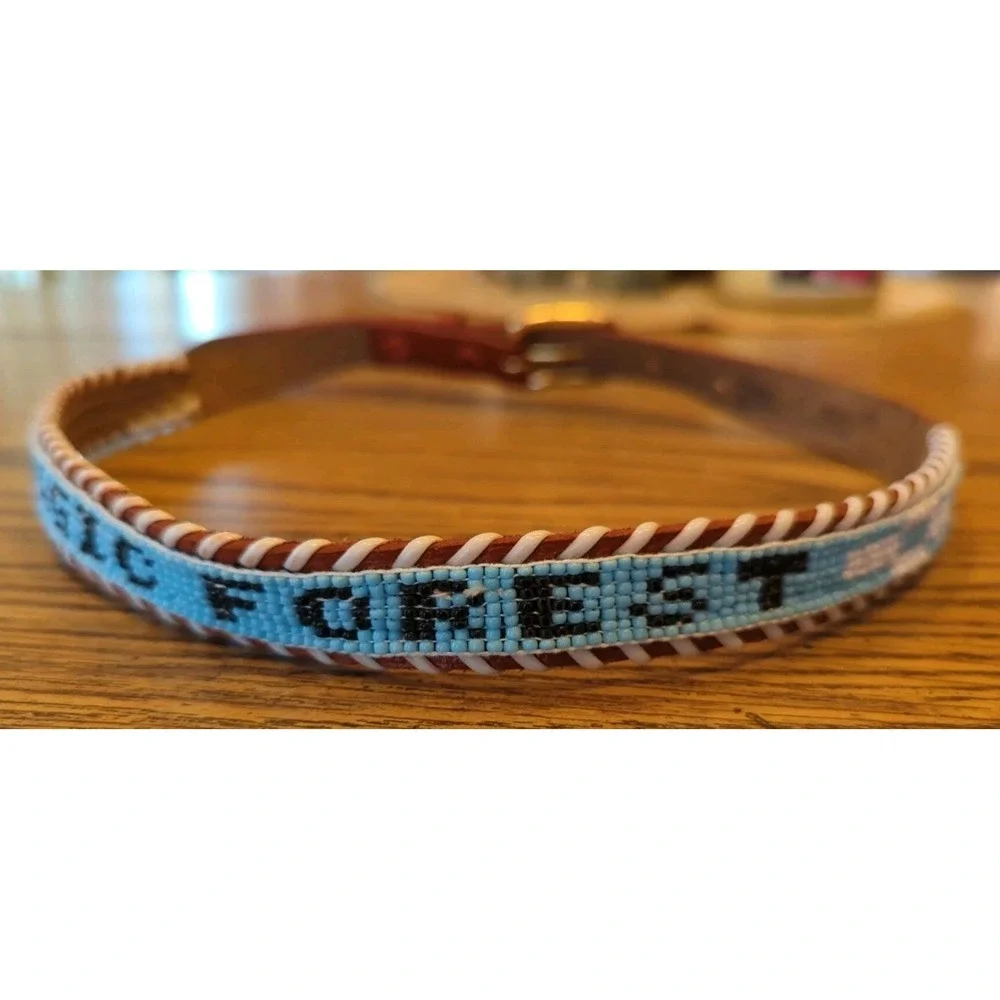 NOS Magic Forest Lake George NY Novelty Beaded Leather Belt Kids Youth Adult 26